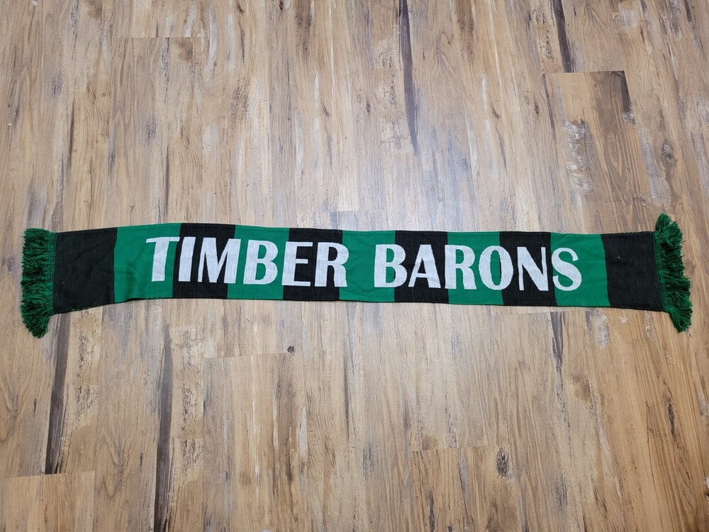 Timber Barons Youth Soccer Club Scarf Green Black Knit Fan Gear with Fringe Ends